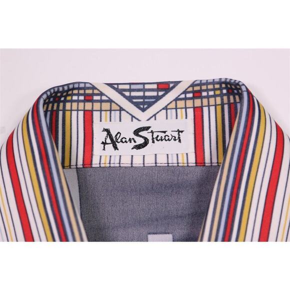 Alan Stuart Vintage 60's 70's Print Design Short Sleeve Button-Up Shirt Large - Picture 6 of 8
